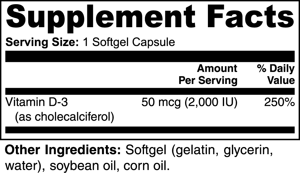 Vitamin D3 | 2,000 IU | 100 Softgels